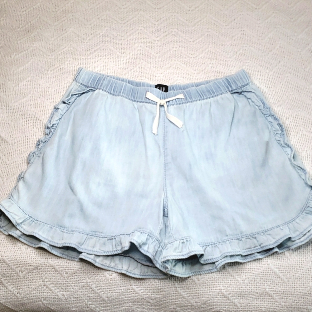 Gap Girls 10/11 Large Flowy Ruffle Jean Shorts